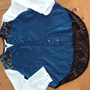Nwot Chico's Black Label Navy and Black Lace Blouse Size 2 (Large)